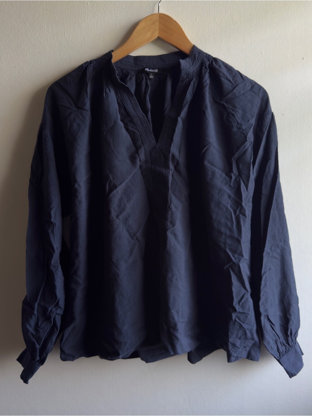 Madewell Shirred Long Sleeve Top